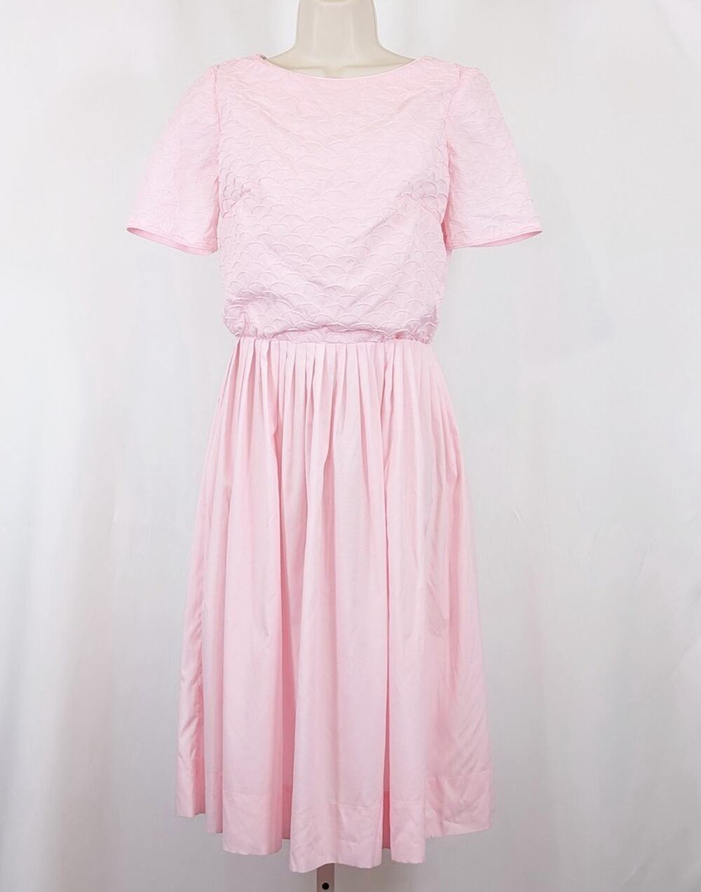 Vintage 50s L'Aiglon Dress Pink Short Sleeve Cotton Women's Size S